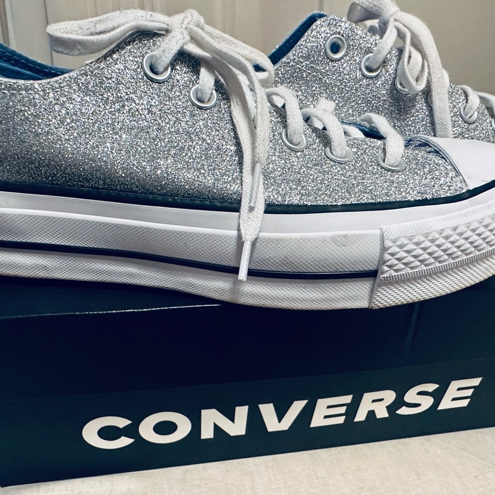 Converse Women's Sparkling Blue Sneakers - Picture 7 of 8